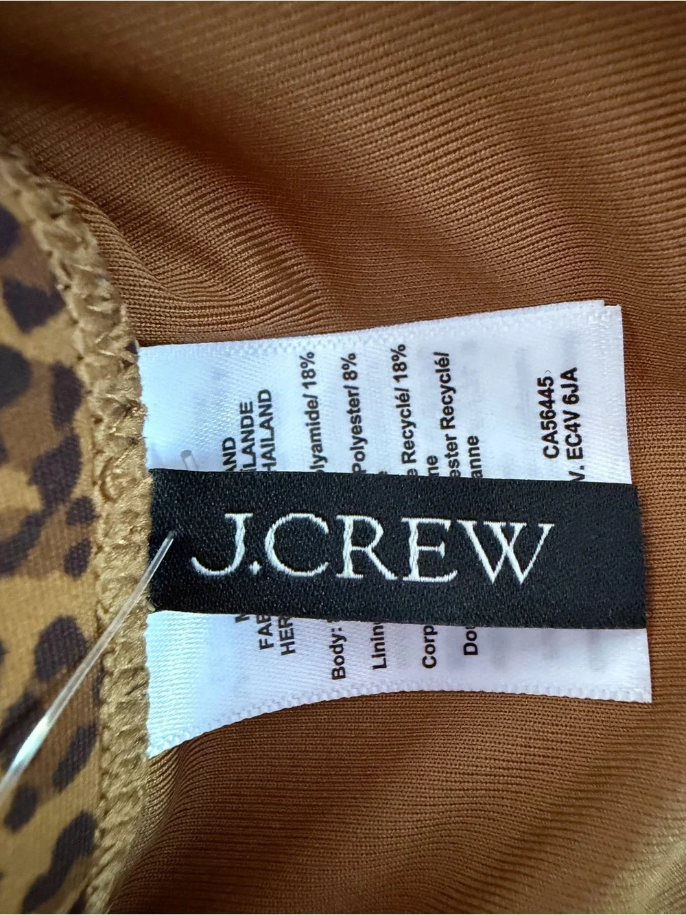 NEW J.Crew Brown Leopard Square Neck One-Piece Swimsuit plus size 24 8641